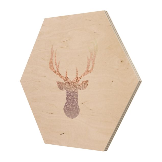 Wooden hexagon - Shimmering Deer