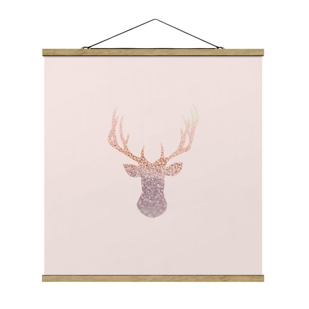 Fabric print with poster hangers - Shimmering Deer - Square 1:1