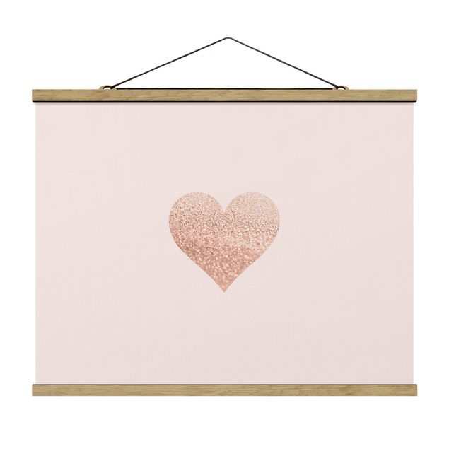 Fabric print with poster hangers - Shimmering Heart - Landscape format 4:3