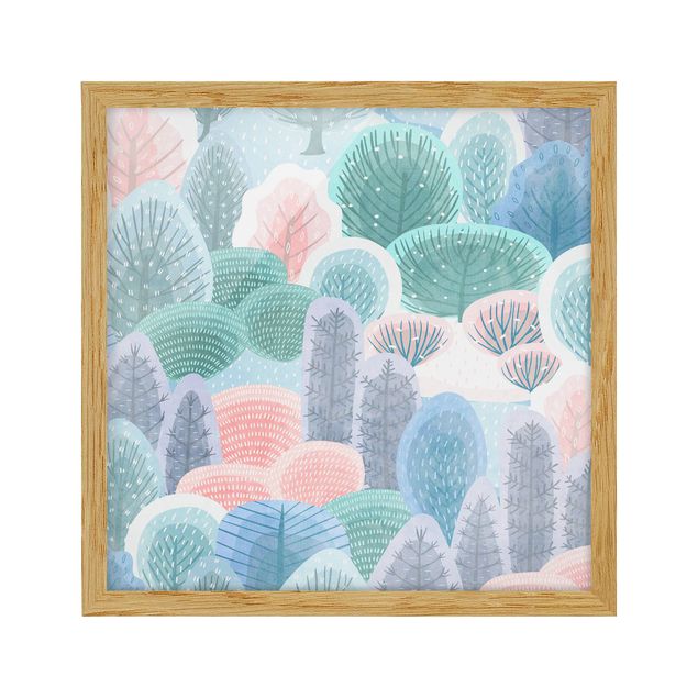 Framed poster - Happy Forest In Pastel