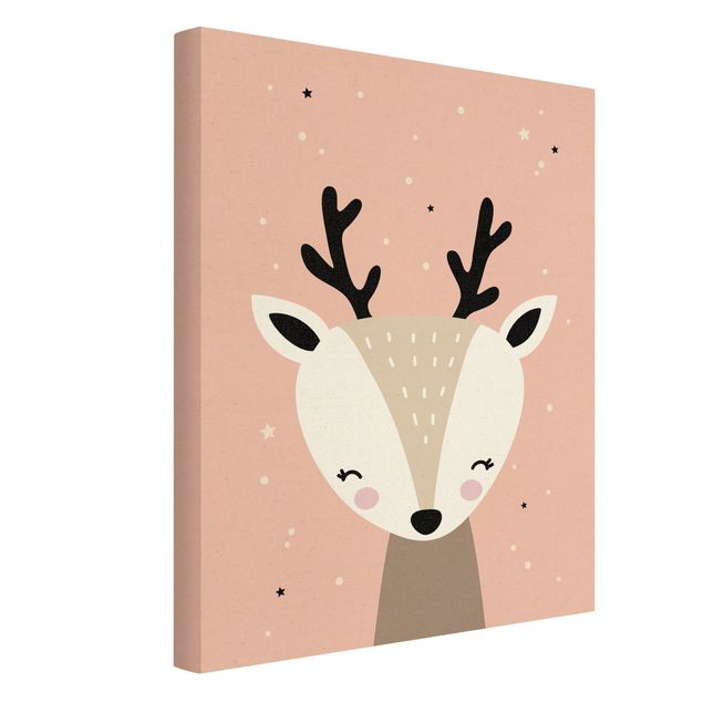 Natural canvas print - Happy Deer - Portrait format 3:4
