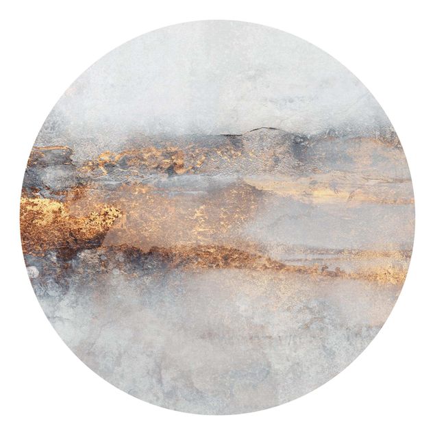 Self-adhesive round wallpaper - Gold Grey Fog