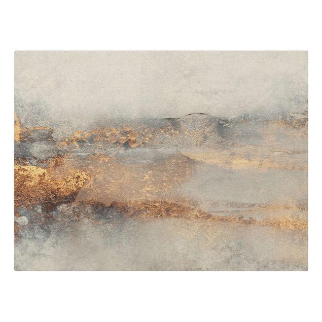 Canvas print gold - Gold Grey Fog