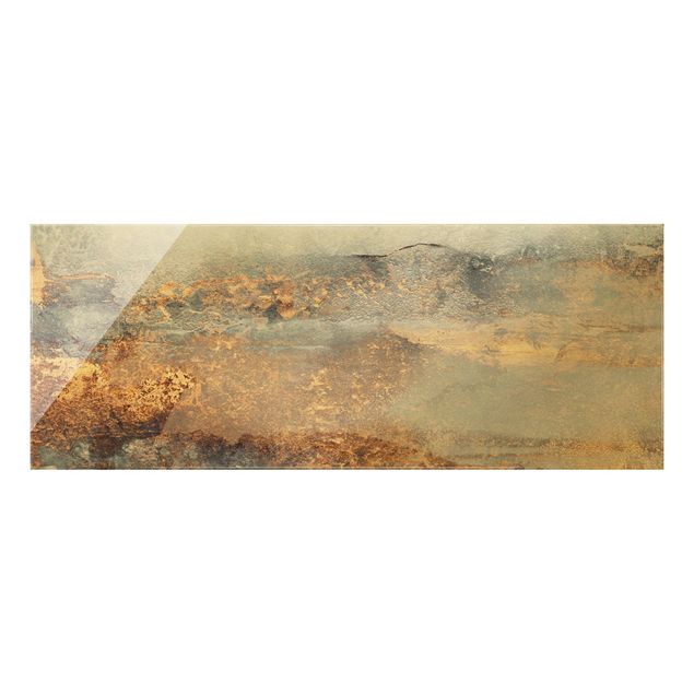 Glass print - Gold Grey Fog