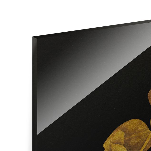 Glass print - Gold - Eucalyptus On Black