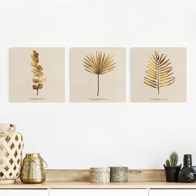 Print on canvas - Gold - Tropical Leaves Set I