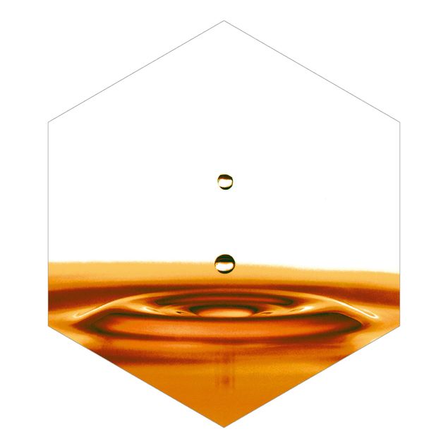 Self-adhesive hexagonal pattern wallpaper - Gold Drops Of Water Trio Part 1