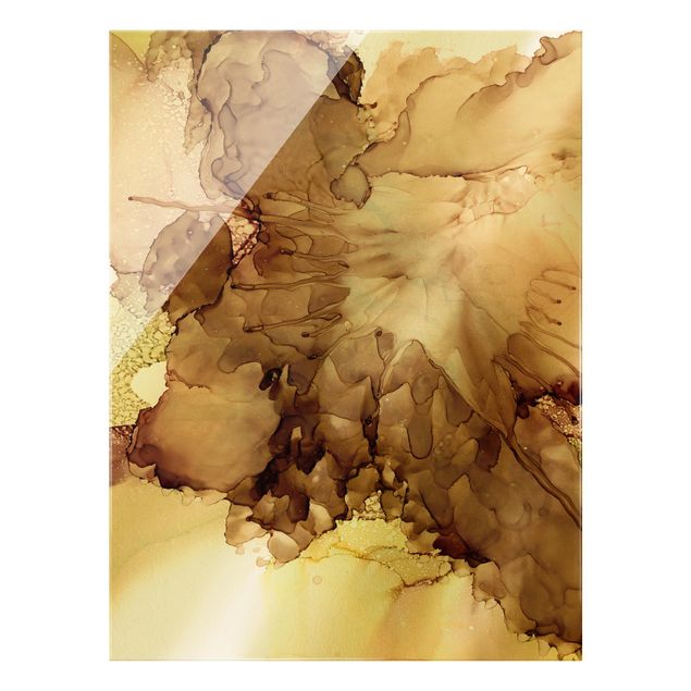 Glass print - Golden Brown Explosion I - Portrait format