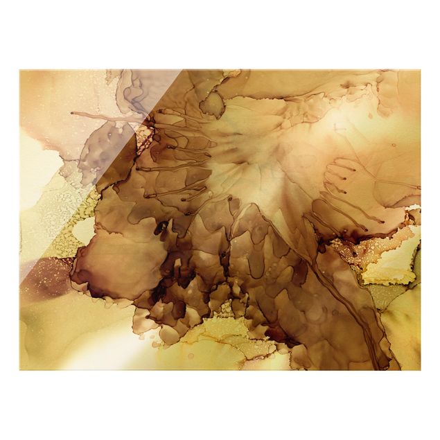 Glass print - Golden Brown Explosion I - Landscape format