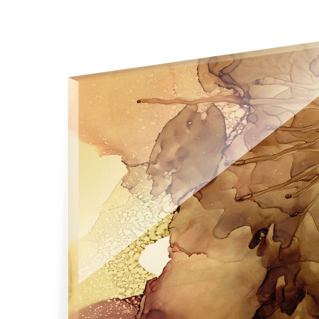 Glass print - Golden Brown Explosion I - Landscape format
