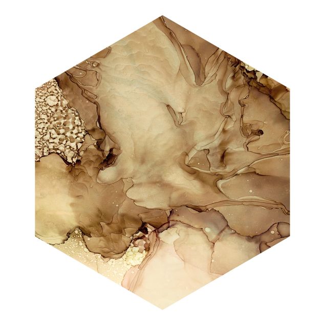 Self-adhesive hexagonal pattern wallpaper - Golden Brown Explosion II