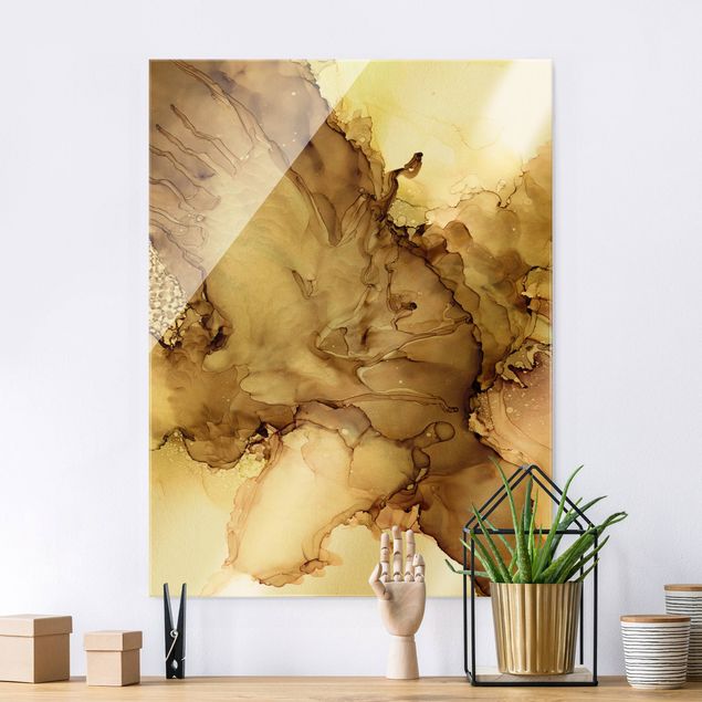 Glass print - Golden Brown Explosion II - Portrait format