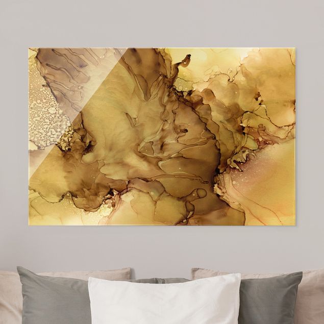 Glass print - Golden Brown Explosion II - Landscape format