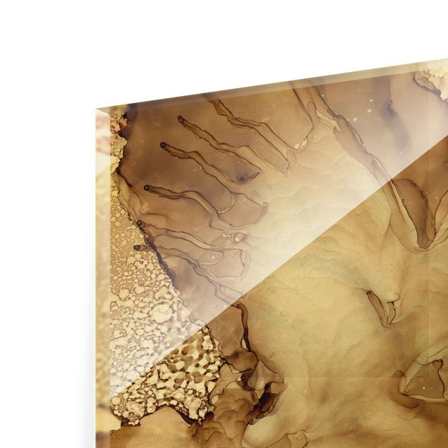 Glass print - Golden Brown Explosion II - Landscape format