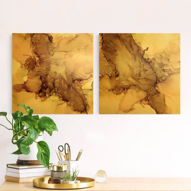 Print on canvas - Golden Brown Explosions
