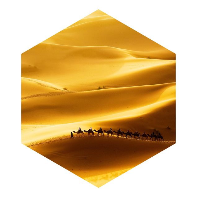 Self-adhesive hexagonal pattern wallpaper - Golden Dunes
