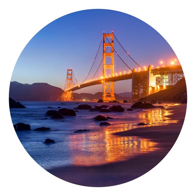 Self-adhesive round wallpaper - Golden Gate Bridge At Dusk
