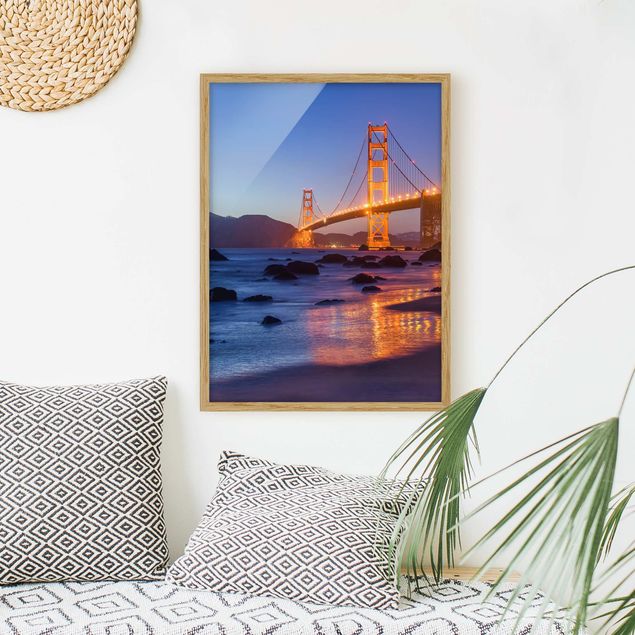Framed poster - Golden Gate Bridge At Dusk