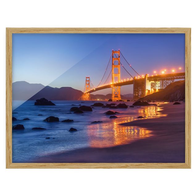 Framed poster - Golden Gate Bridge At Dusk