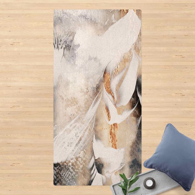 kitchen runner rugs Golden Abstract Winter Painting