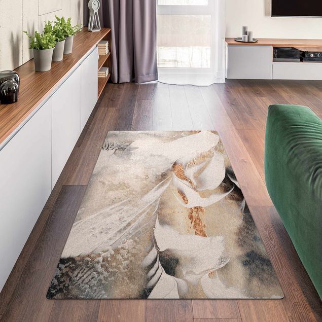 contemporary rugs Golden Abstract Winter Painting