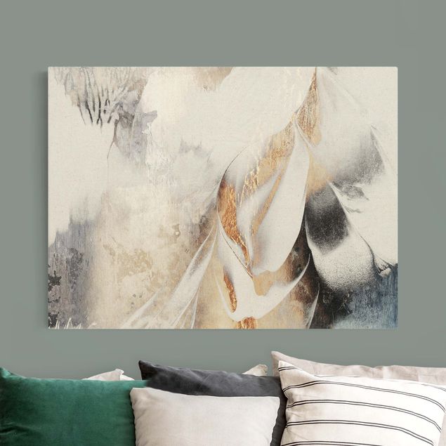 Canvas print gold - Golden Abstract Winter Painting