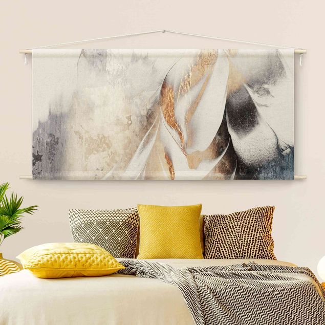 wall hanging decor Golden Abstract Winter Painting