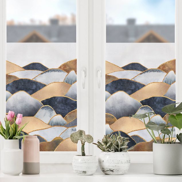 Window decoration - Golden Mountains Watercolour