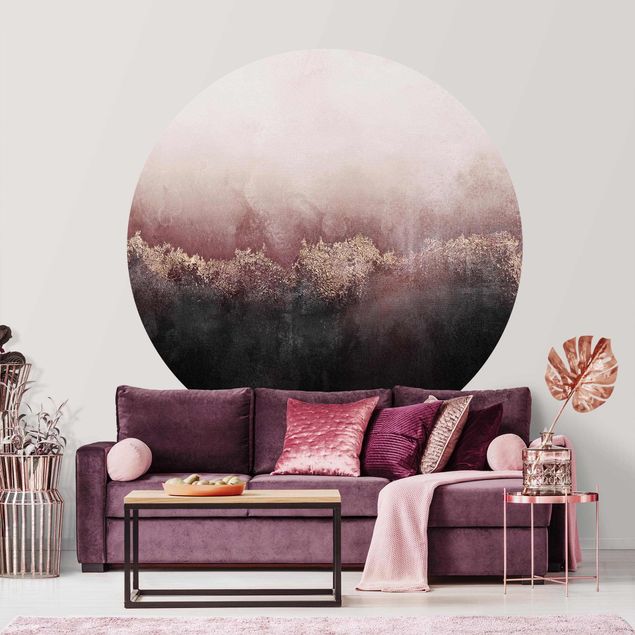 Self-adhesive round wallpaper - Golden Dawn Pink