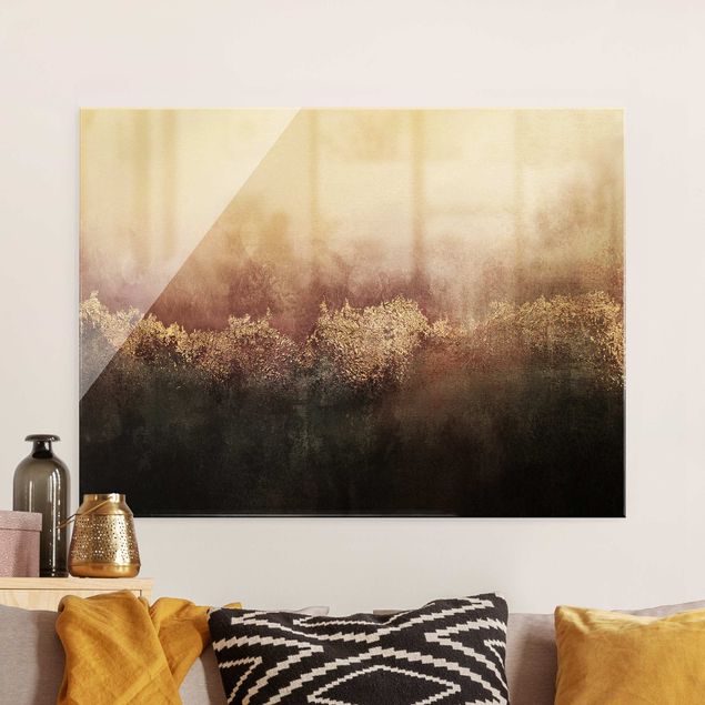 Glass print - Golden Dawn Pink - Landscape format