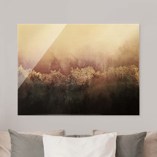 Glass print - Golden Dawn Pink - Landscape format