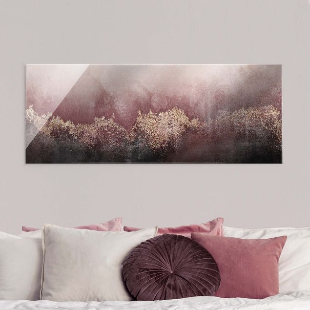 Glass print - Golden Dawn Pink - Panorama