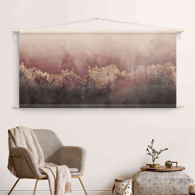 modern tapestry wall hanging Golden Dawn Pink