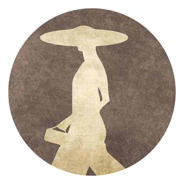 Self-adhesive round wallpaper - Golden Lady With Hat