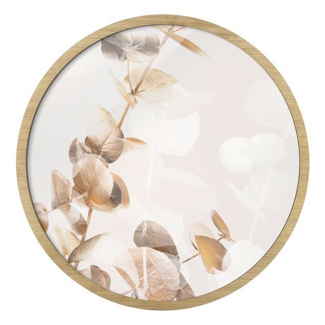 Circular framed print - Golden Eucalyptus With White I