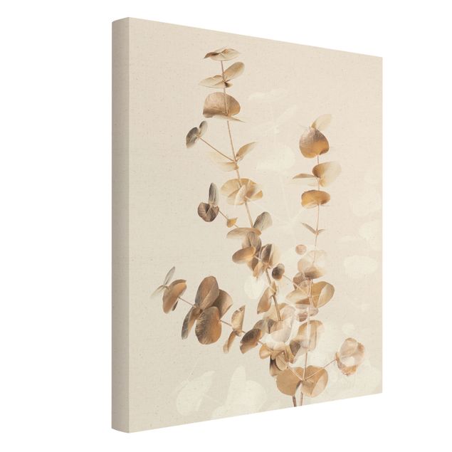 Canvas print gold - Golden Eucalyptus With White