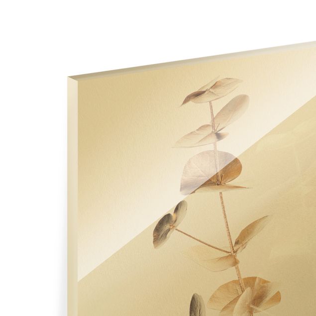 Glass print - Golden Eucalyptus With White - Portrait format