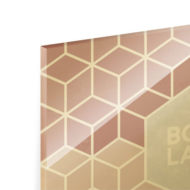 Glass print - Golden Geometry - Boss Lady Hexagon Pink - Landscape format