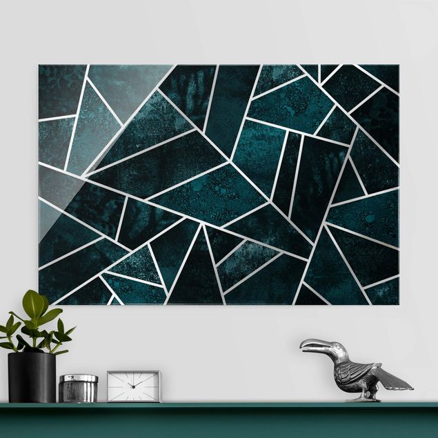 Glas Magnettafel Dark Turquoise With Gold