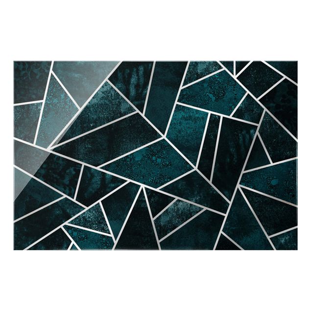 Glass print - Dark Turquoise With Gold