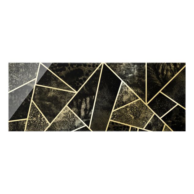 Glass print - Golden Geometry - Grey Triangles - Panorama