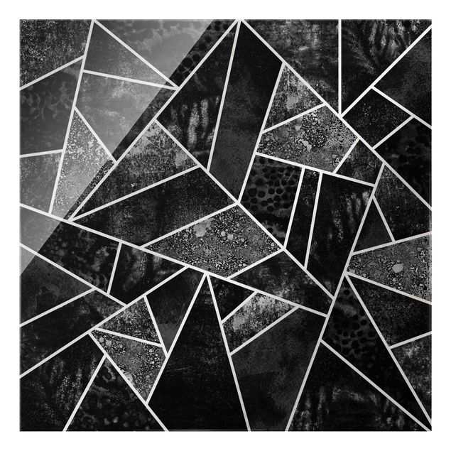 Glass print - Grey Triangles Gold