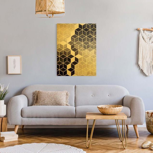 Canvas print - Black And White Golden Geometry