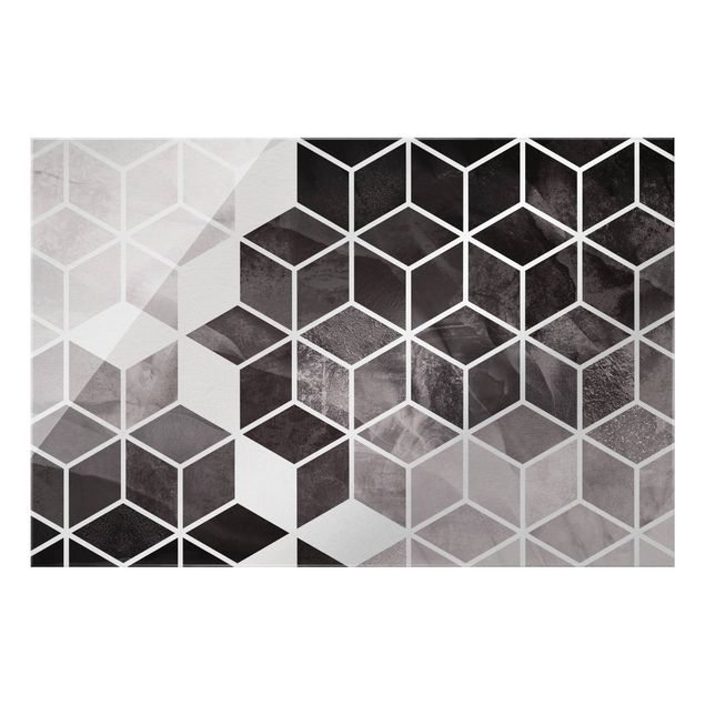 Glass print - Black And White Golden Geometry