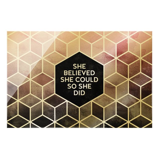 Glass print - She Believed She Could Rosé Gold