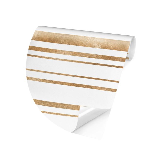 Self-adhesive round wallpaper - Golden Glitter Stripes