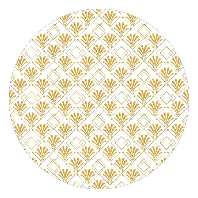 Self-adhesive round wallpaper - Golden Glitter Look With Art Deco Pattern