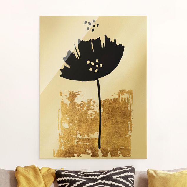 Glass print - Golden Poppy Flower - Portrait format