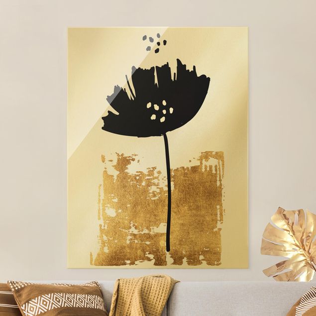Glass print - Golden Poppy Flower - Portrait format