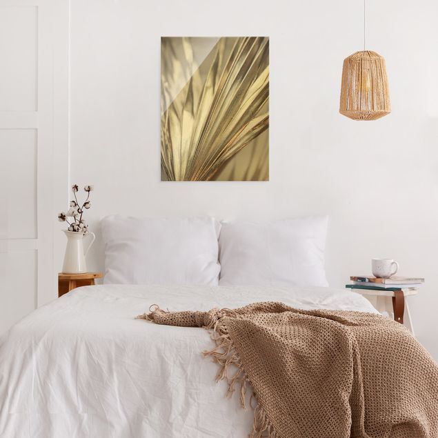 Glass print - Golden Palm Leaves II - Portrait format